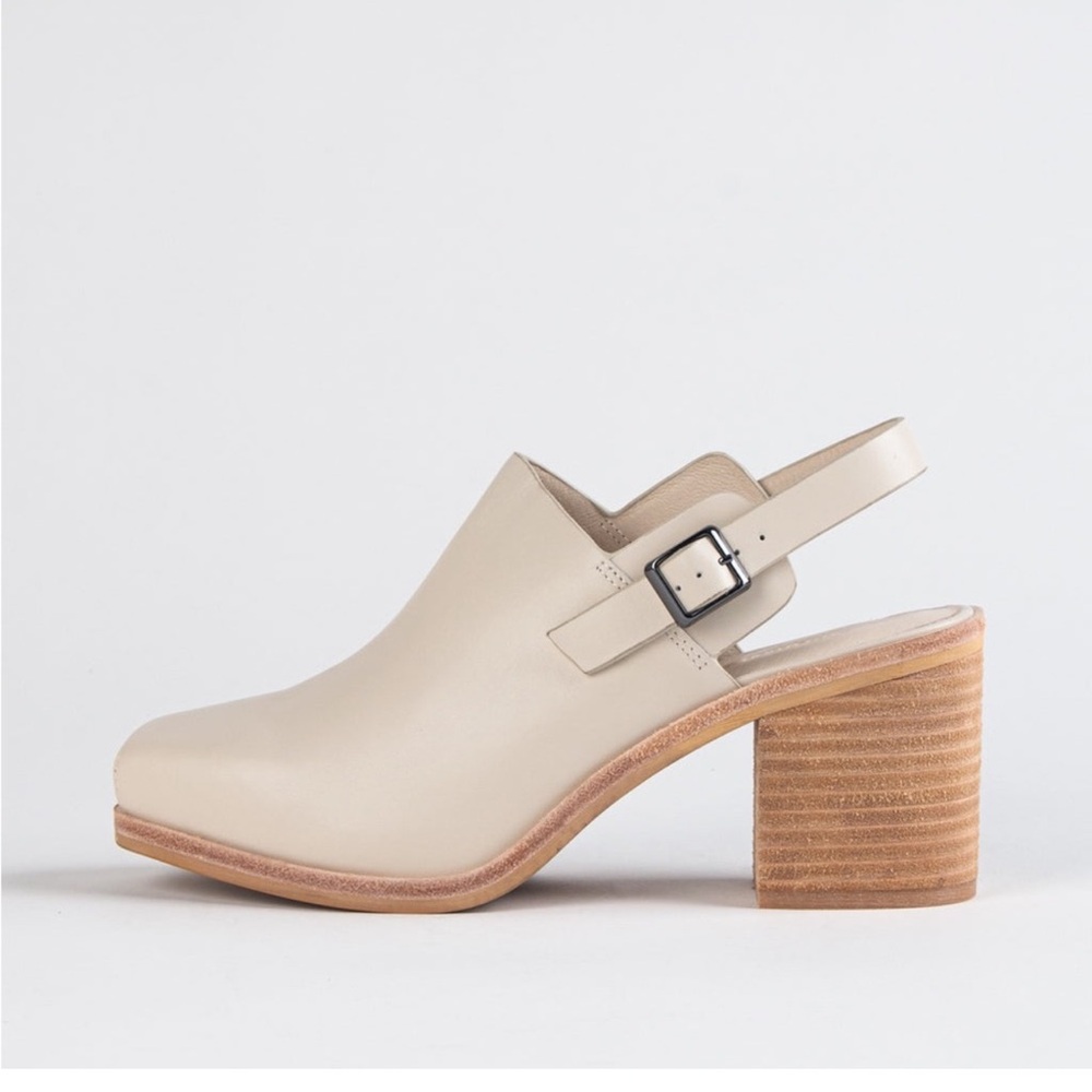 HONCHO INTENTIONALLY BLANK  Bone Leather Slingback Block Heel Mule